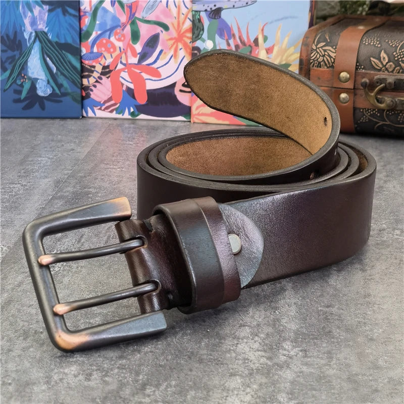 Herren Ledergürtel 2025 - Super Wide 4.2CM Luxury Thick Genuine Leather Double Buckle