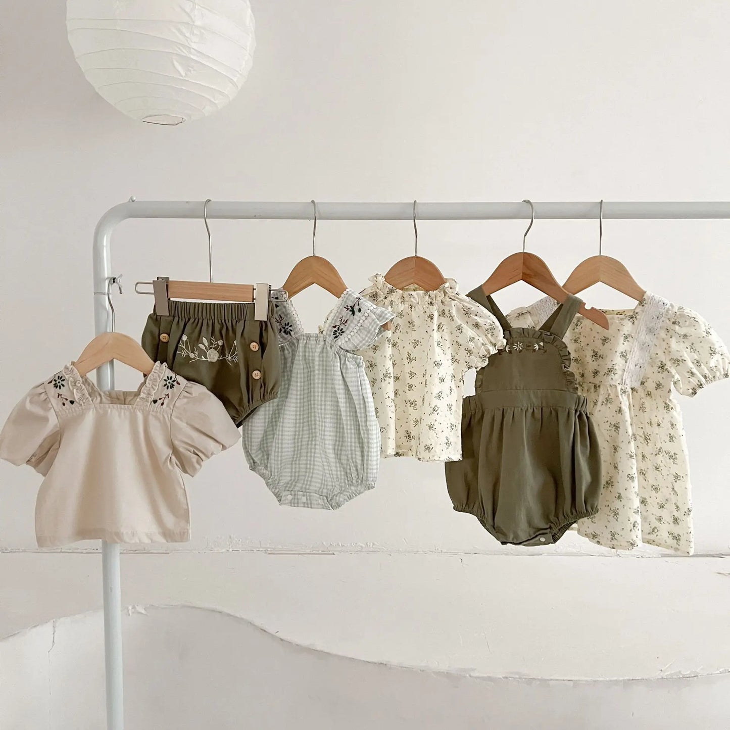 Infant Baby Girls Short Sleeve Green Printing Tops Shorts 2Pcs Clothing Sets Summer Baby Girls Children's Clothes Suit 0-3Yrs