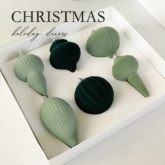 Velvet Kugeln Shatterproof - 6 Stück Ø4 cm Kunststoff Mehrfarbig Grün