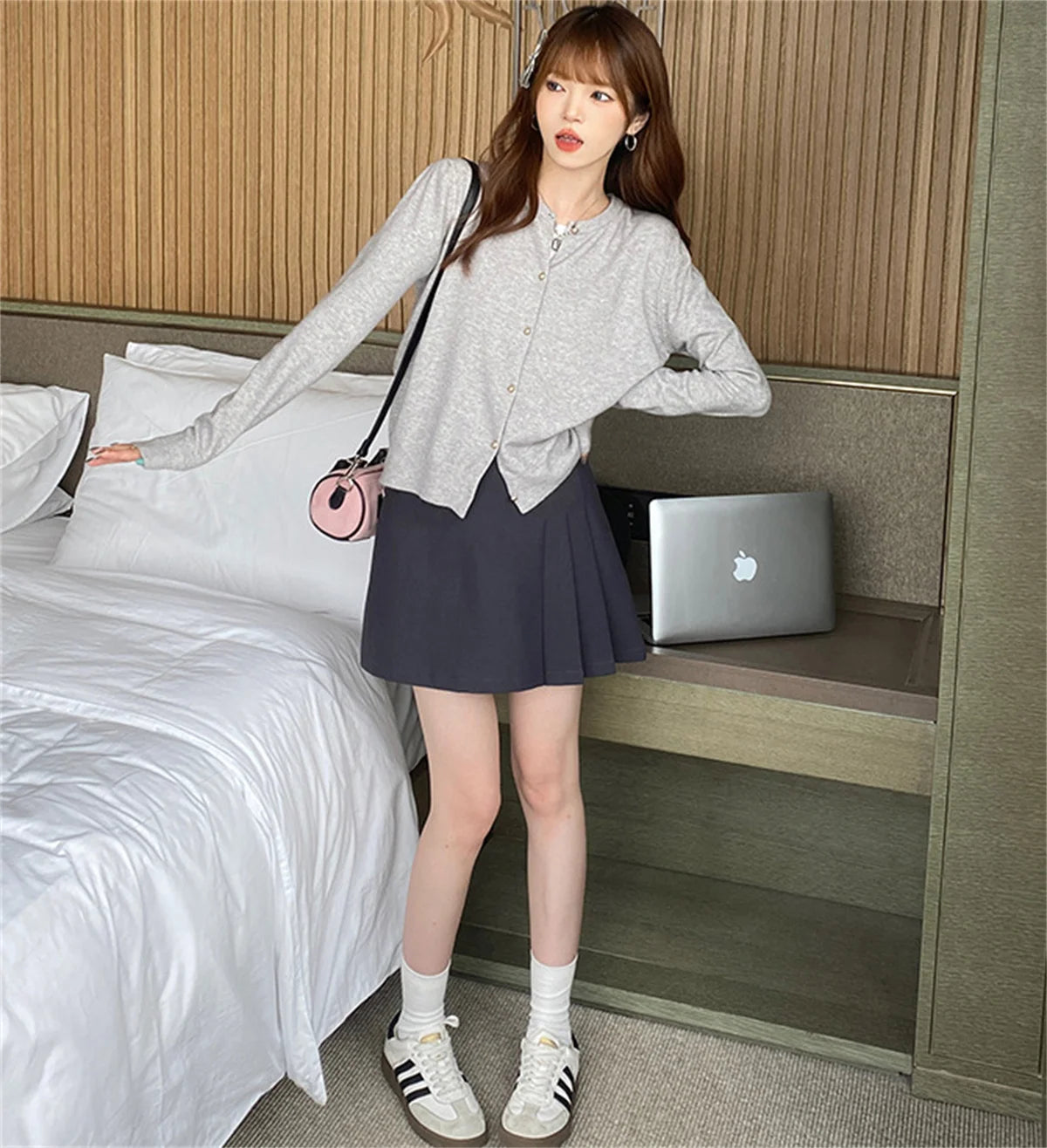 SDFBKCN Cardigan O-Kragen Strick Mit Knopfverschluss - Größe M Bis XL, Material Polyester, Länge Regular