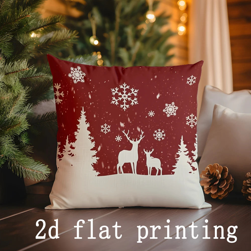 Home Decor Christmas Red & White Pillow Covers Suitable For Sofa Bedroom Car Pillow Cover Cushion Rectangular Back Cushion