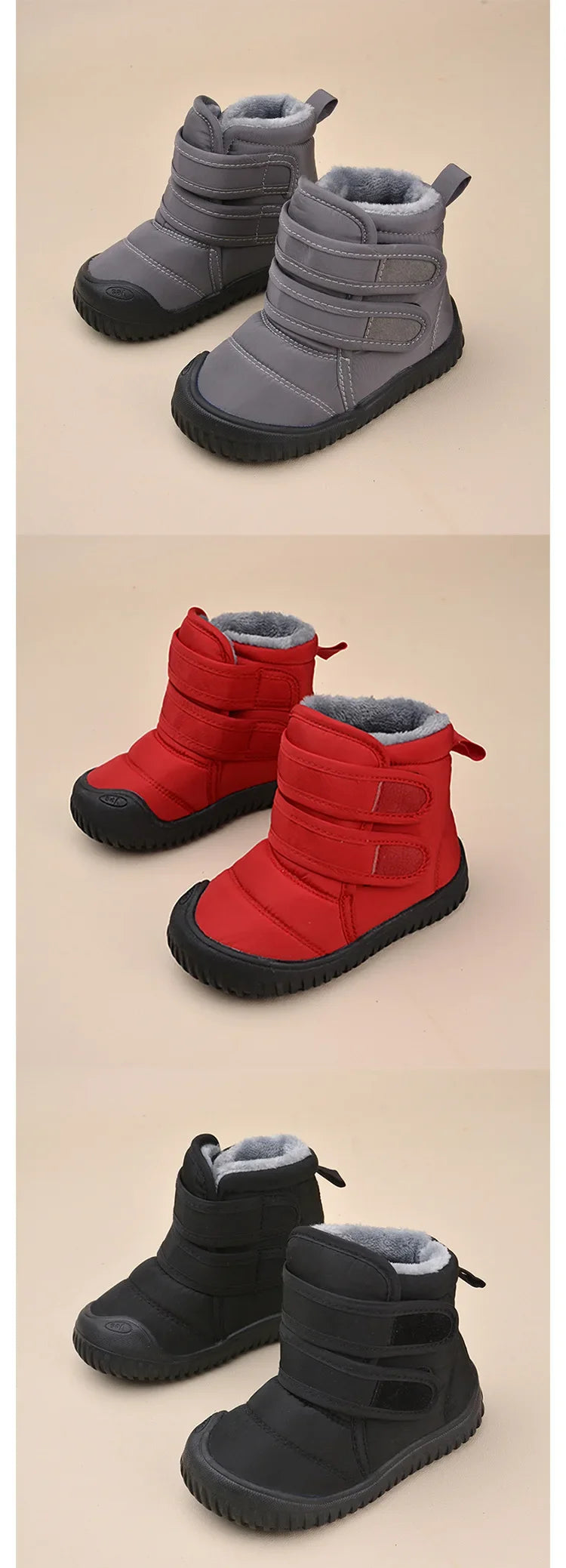 Kinder Schneeschuhe Jungen Baumwoll schuhe wasserdicht einfache britische Stil Kinder Plüsch warme Winters tiefel Klett verschluss Mädchen Stiefel