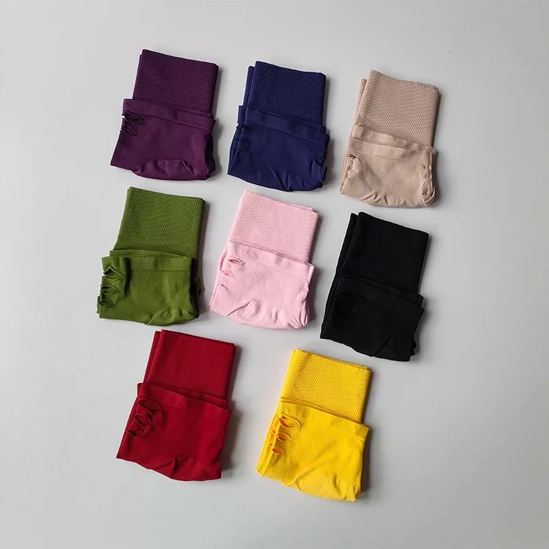Yoga-Shorts 2025: Damen Yoga Fitness Shorts Peach Hip Lifting Sexy Perforiert - Elastisch Atmungsaktiv Sport Dreiviertel High Waist