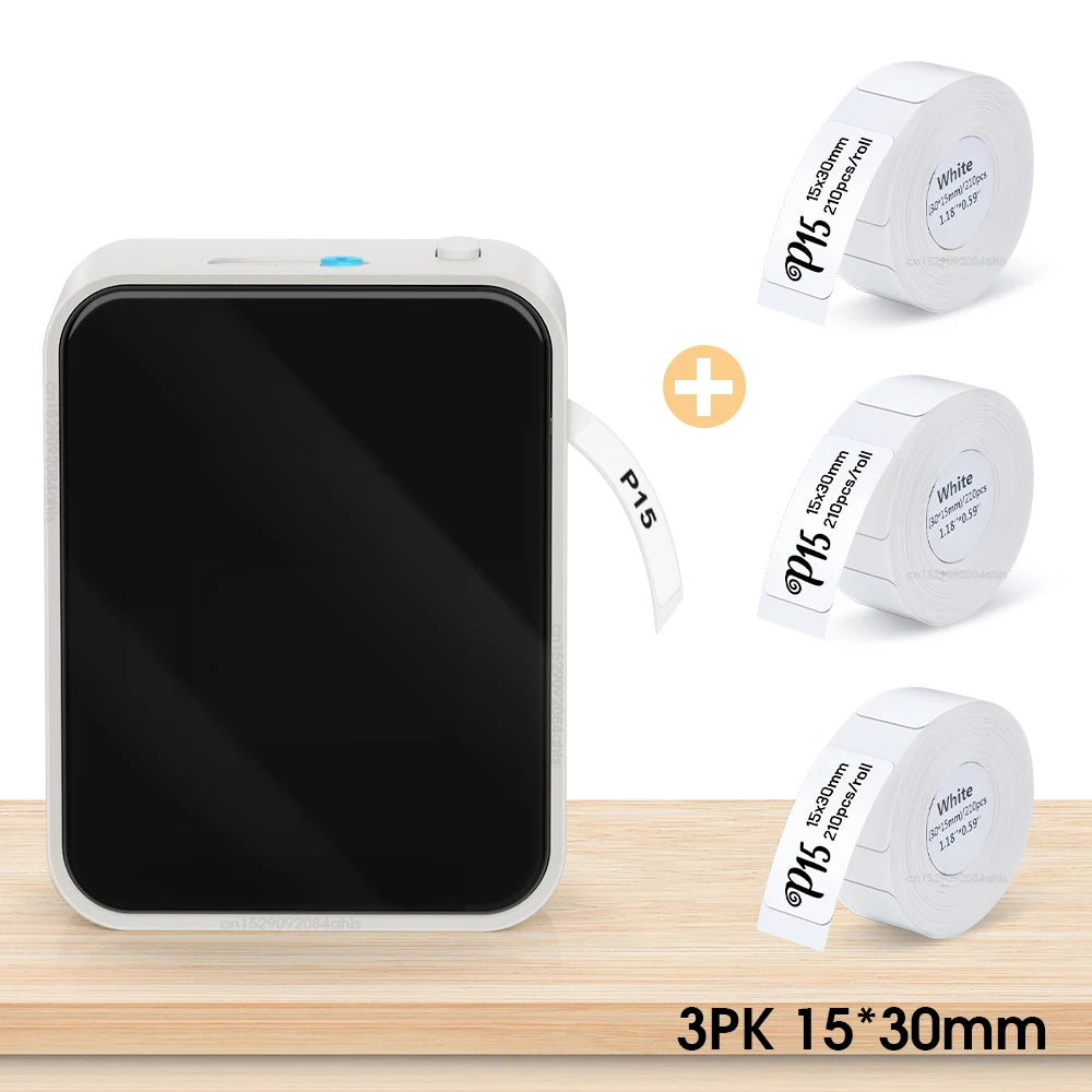 Label-Drucker 2025: Mini-Thermal P15 Portable-Bluetooth - Adhesive Sticker Inkless Collection