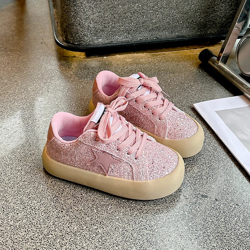Mädchen Schuhe 2025 Frühling Neu Casual Vielseitig Kleine Mädchen Stern Sneakers Frühling Und Herbst Kinder Sport Schuhe