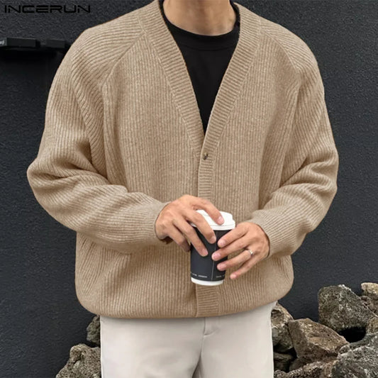INCERUN Männer Strickjacke V-Ausschnitt - S-5XL Polyester
