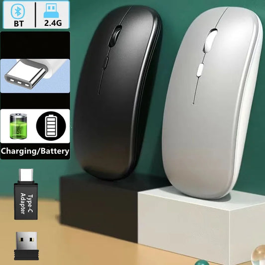 Wireless Maus Slim Bluetooth-kompatibel 2.4G Computer-Mäuse Portable Rechargeable/Battery Cordless Maus für iPad Laptop Desktop
