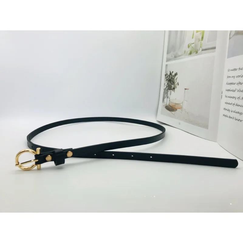 Trendy New Simple Women's Belt Versatile Retro Thin Waist Belt Korean Style for Suit Dress Multiple Colors Available