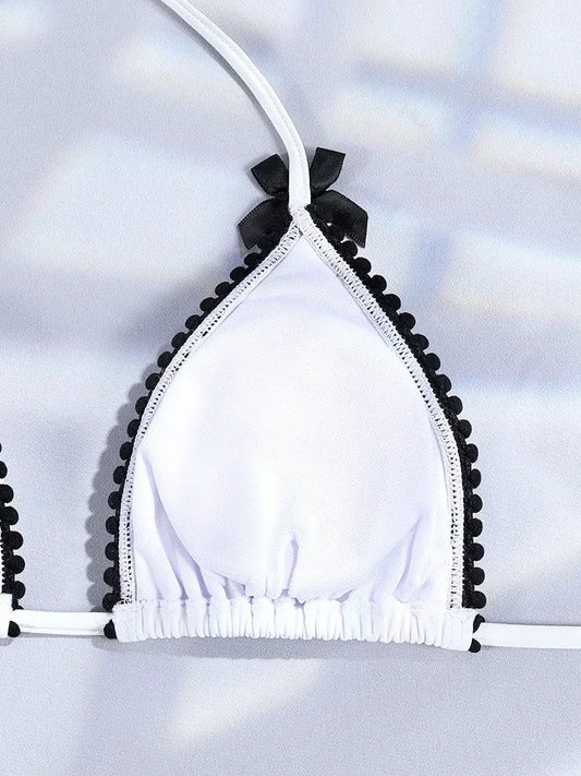 Dreieck Schwimmbekleidung 2025: Wire-Free Design Low Waist Bandage Bikini - Rüschen Schwimmanzug Frauen Elegant Halter Micro Tanga Brazilian Street Style - Golden Bridge Store