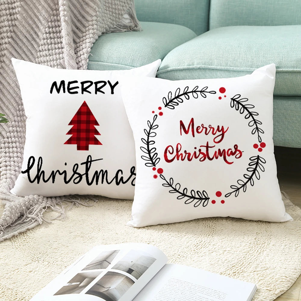 1pc/4pcs 45cm*45cm Christmas Cushion CoverMerry Christmas Decorations for Home 2025 Cristmas Ornaments New Year Gifts