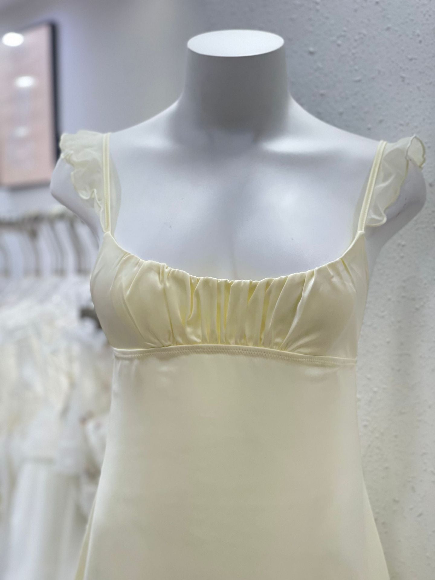 Elegante Schlafdress Elegant Dessous Weiche Eis-Seide Nachthemd Rüschen Swing-Kragen-Nachthemden Babydoll für Frauen