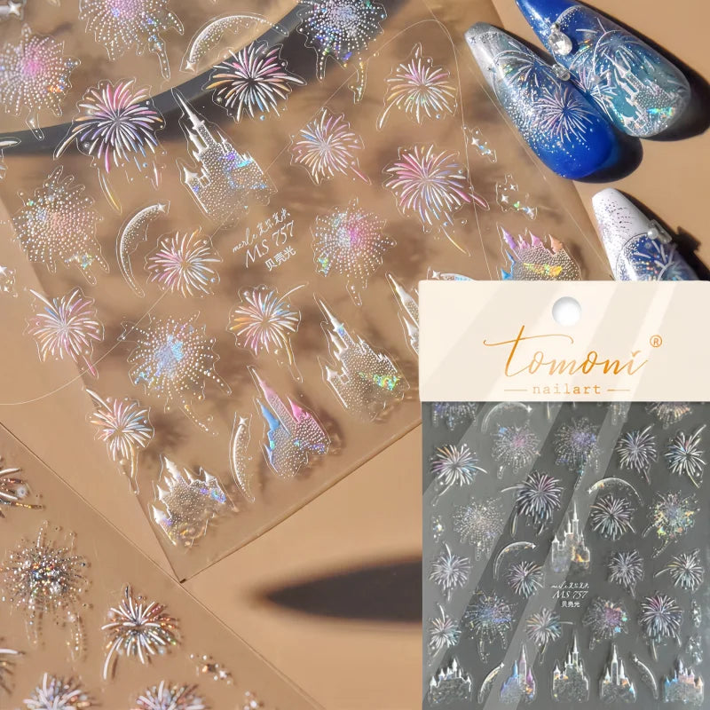Tomoni Nailart 5D Rose Nagelsticker - Selbstklebend PVC 1St