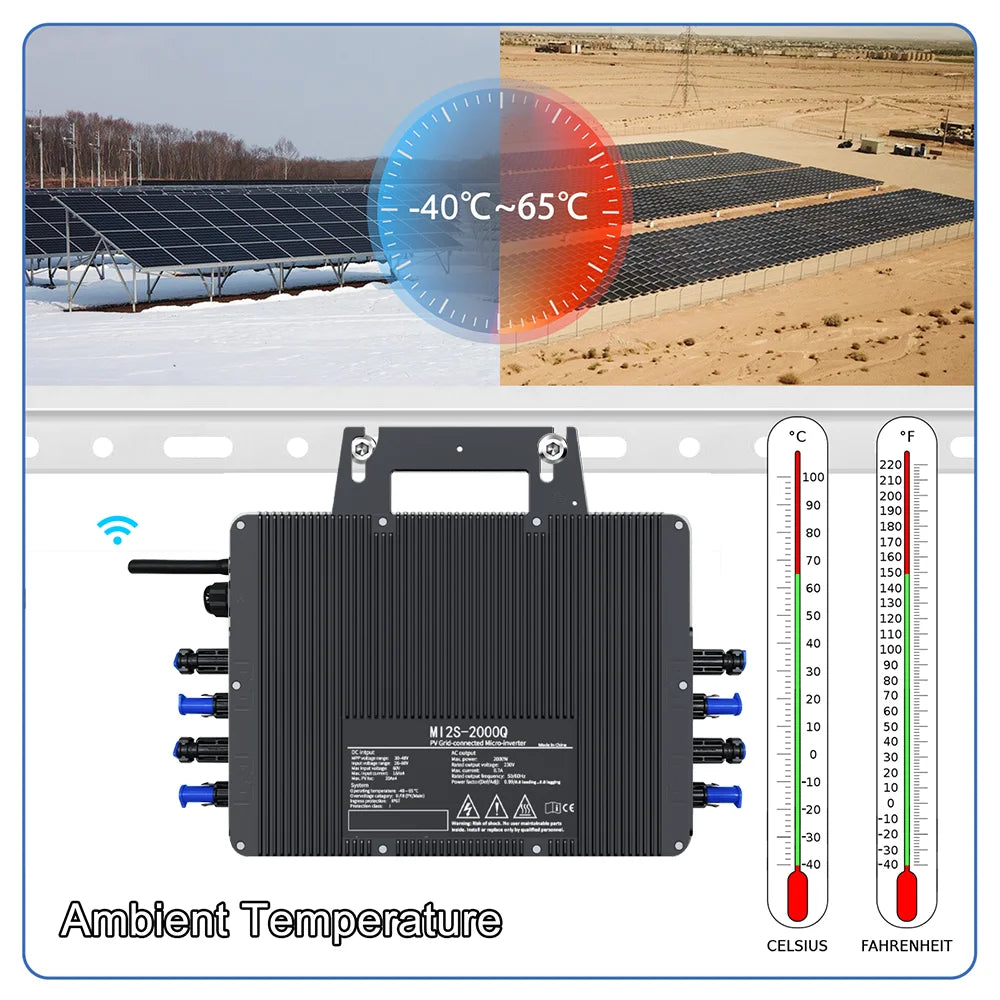 2000W Solar PV Mikrowechselrichter - WiFi Haushalt Netzgekoppelt Solarsystem für 4x 400-700W Solarmodule