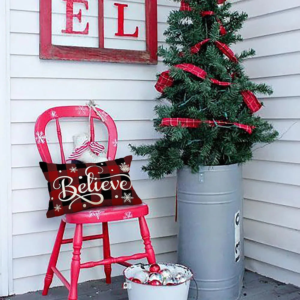 Merry Christmas Decorative Pillow Cover 30x50cm Linen Throw Pillowcase Christmas Cushion Cover Pillowslip For Sofa Home Decor