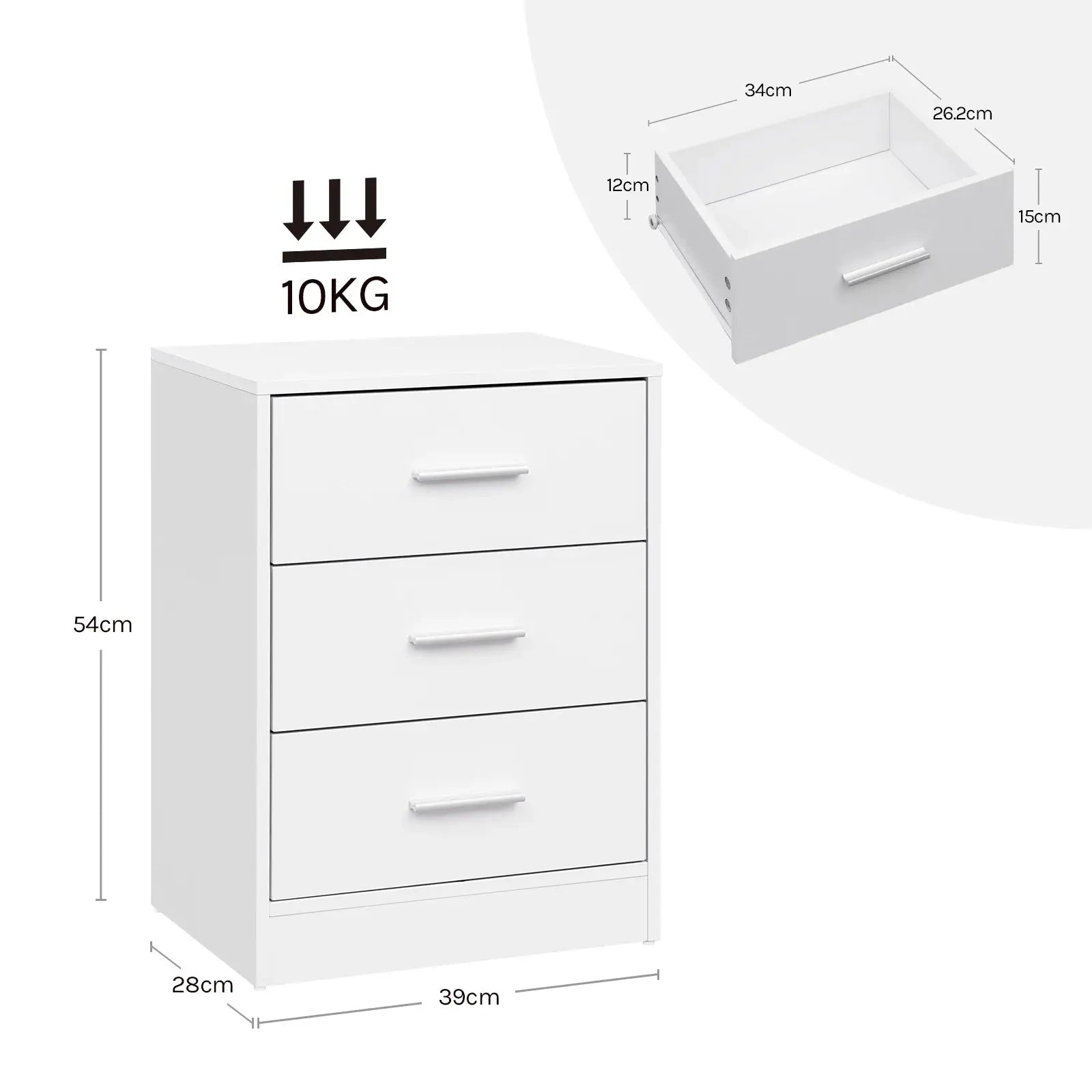 WOLTU 2 Teile/satz Nachttisch Nachttisch 39x54x28cm Beistelltisch mit 3 Schubladen Moderner Aufbewahrungsschrank für Schlafzimmer Wohnzimmer by Golden Bridge Store
