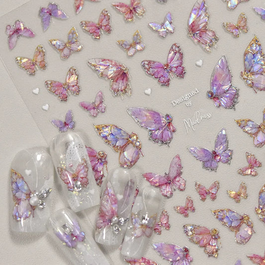 Shell Light Butterfly Nail Stickers High Quality Design Adhesive Stickers Nail Art Decoration Nail Supplies Decals Manicure Tool