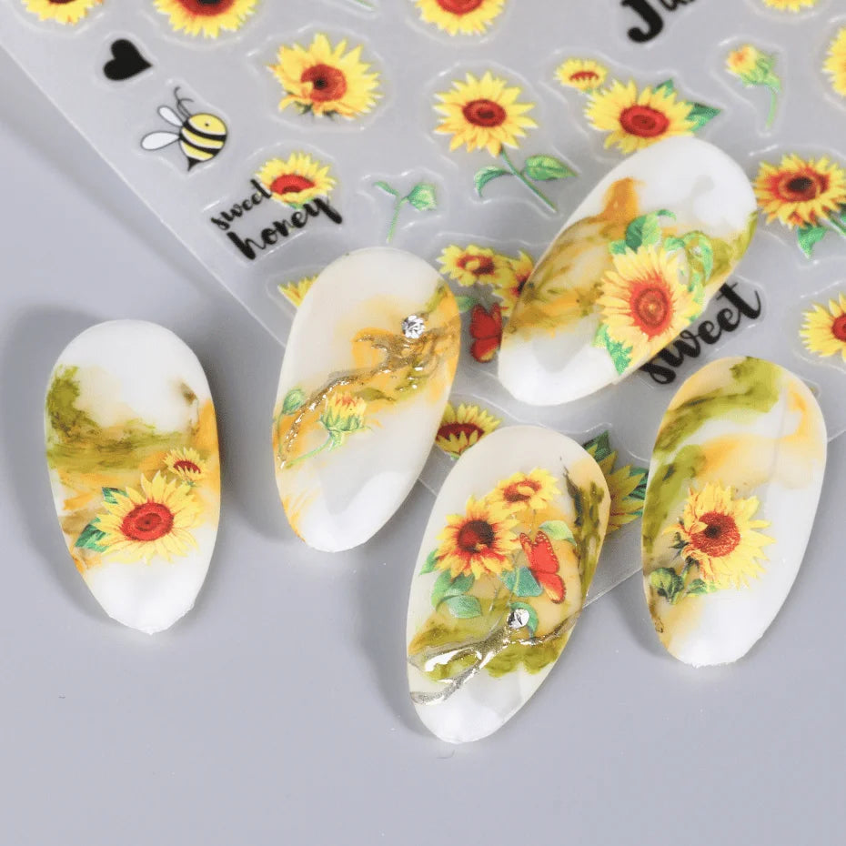 SWEET TREND JINO 3D Blumenaufkleber - 12 Stück Matte S