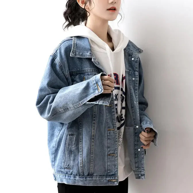 Denim Woman Jacket Winter 2024 Oversize Jean Jacket Long Sleeve Turn-down Collar Female Outerwear Fall Loose Korean Fashion