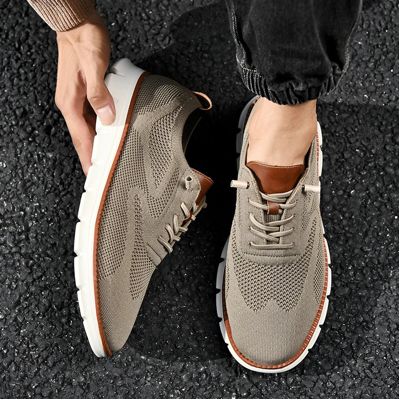 New Men's Sneakers Light Breathable Casual Flat Shoes Outdoor Fashion Comfortable Dress Shoes Anti-Slip Sports Walking Shoes