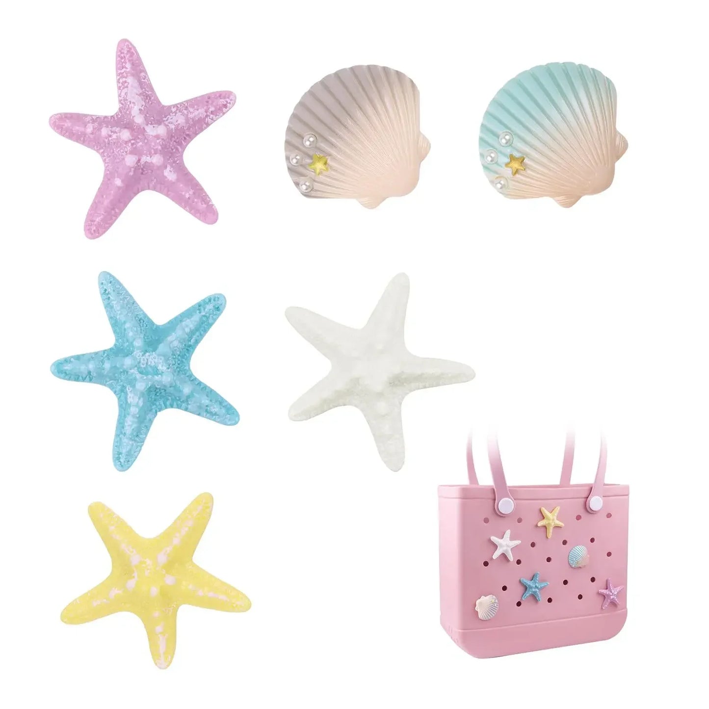 Beach Charms Bogg Bag Accessories EVA Rubber Handbag Fashion Waterproof Women Basket Pins Shell Buckles Badge Jelly Sac Bogg Bag