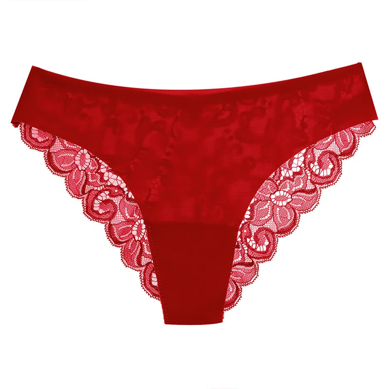 TrowBridge 3PCS Women's Panties Set Sweet Lace Underwear Soft Silk Satin Lingerie French Romantic Woman Briefs Female elegant Panty