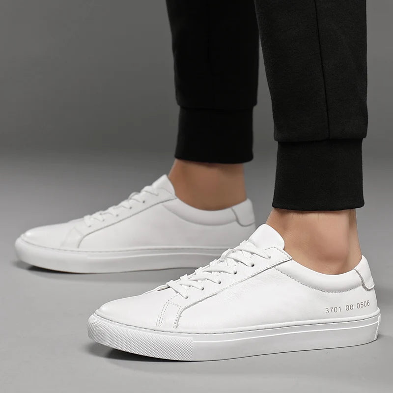 Mens Sneakers Genuine Leather Casual Outdoor Shoes Non-Slip Breathable Luxury Brand Footwear Top Quality Handmade White Shoe Men