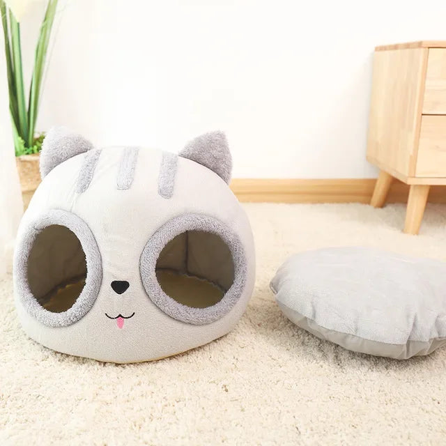 Pet House for Small Dog Removable Cat Bed House Semi-Enclosed Pet Dog Cat Nest Winter Warm Soft Pet Cave Kennel Deep Sleep Pad