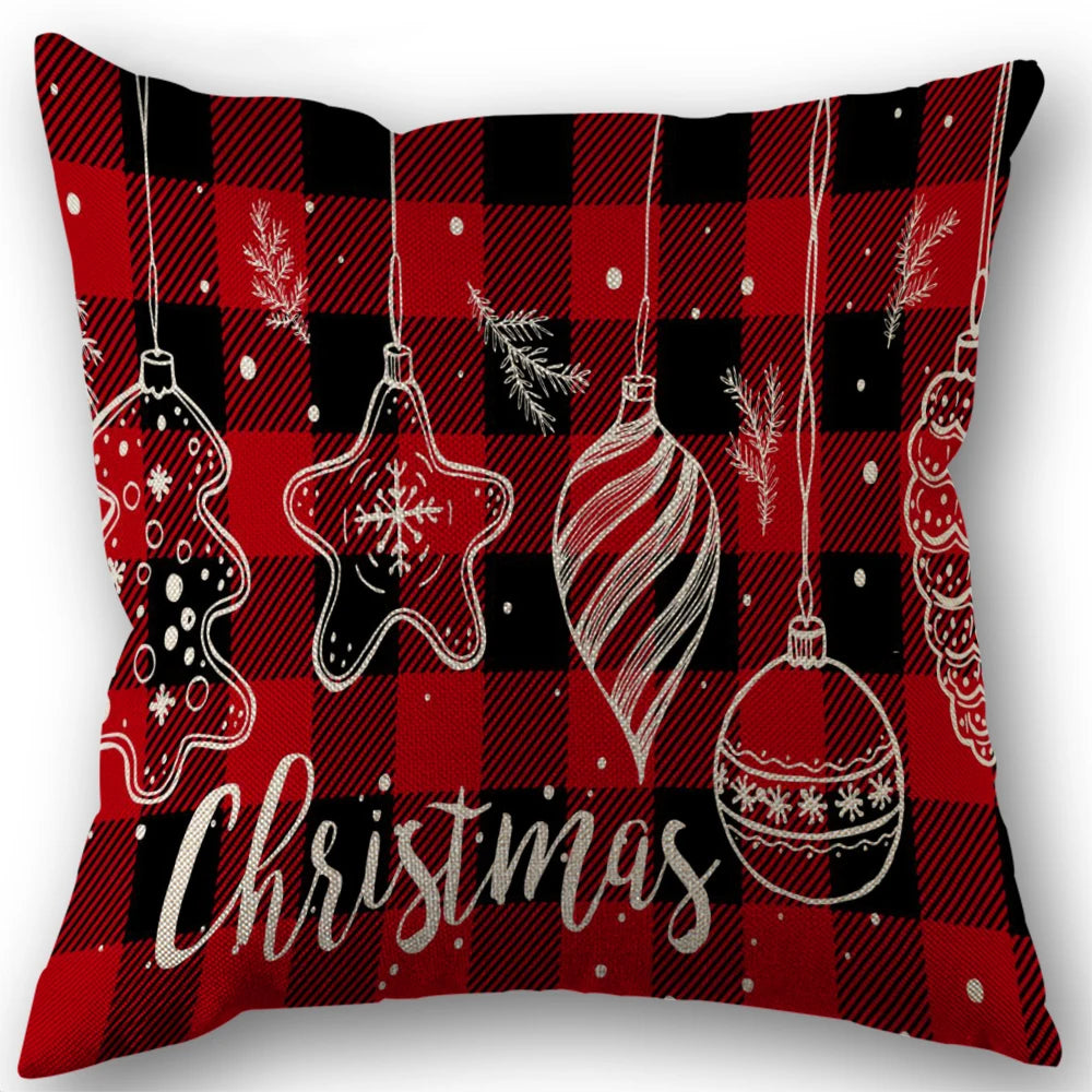 Red Stripe Merry Christmas Pillowcases Sofa Cushion Cover Linen Pillowslip House Indoor Home Decoration Throw Pillow Cover