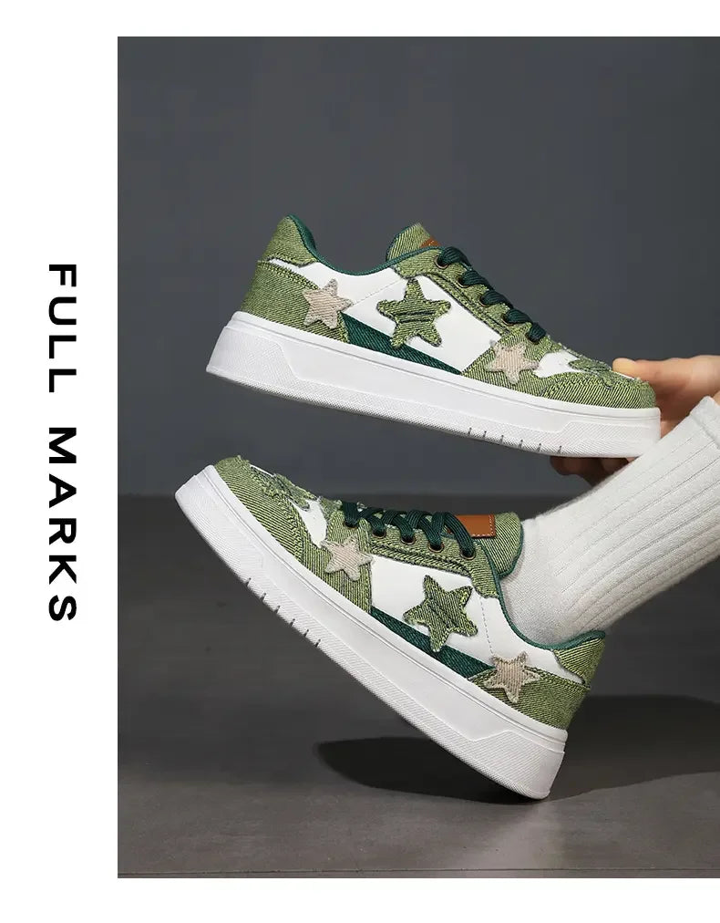 Men's Sneakers Fashion Star Skate Shoes Punk Hip Hop Style Student Sports 2 Summer All-match Non-slip Booster Casual Shoes