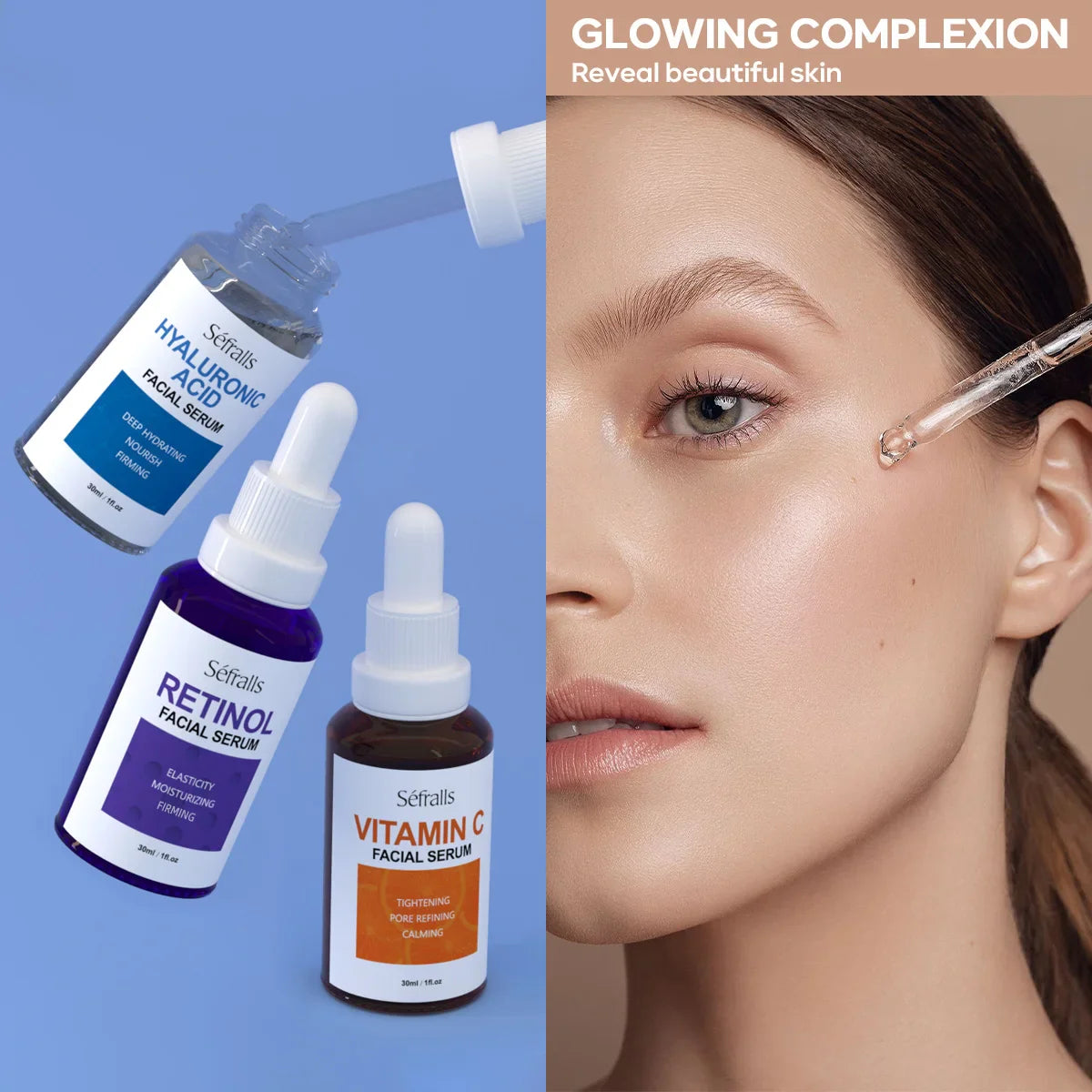 séfralls 3-step serum set hyaluronic acid vitamin c vitamin a for radiance