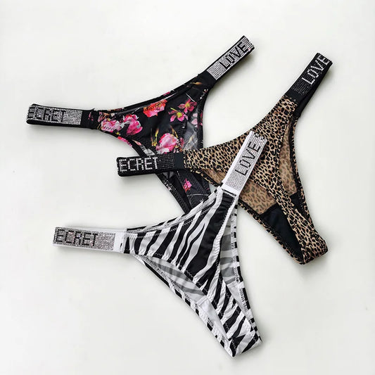 ZQTWTC Damen String 2025 - Tief sitzende Panties mit Strass-Details S-XL