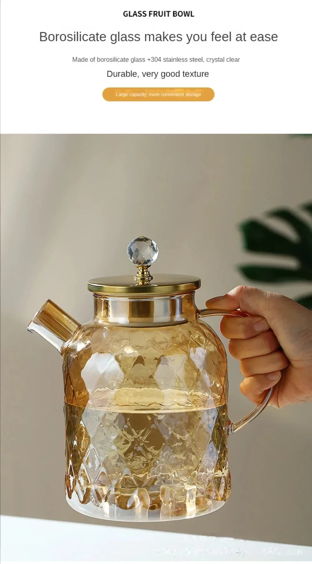 CasaBella Teekanne Mit Sieb - 1.0L Borosilikat Herd