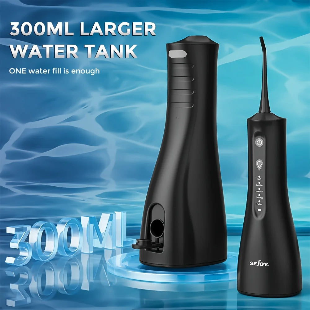 Sejoy Water Dental Flosser For Teeth Cleaning, Cordless Portable Oral Irrigator Rechargeable Powerful Water Teeth Cleaning