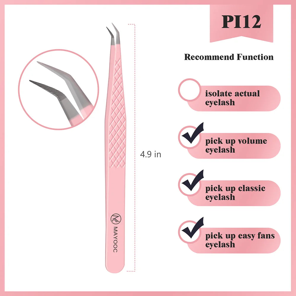 Eyelash Extensions Tweezers  With Fiber Tips Lash Artists High Precision Superhard Anti-Static Tweezer Makeup Tools Custom Logo