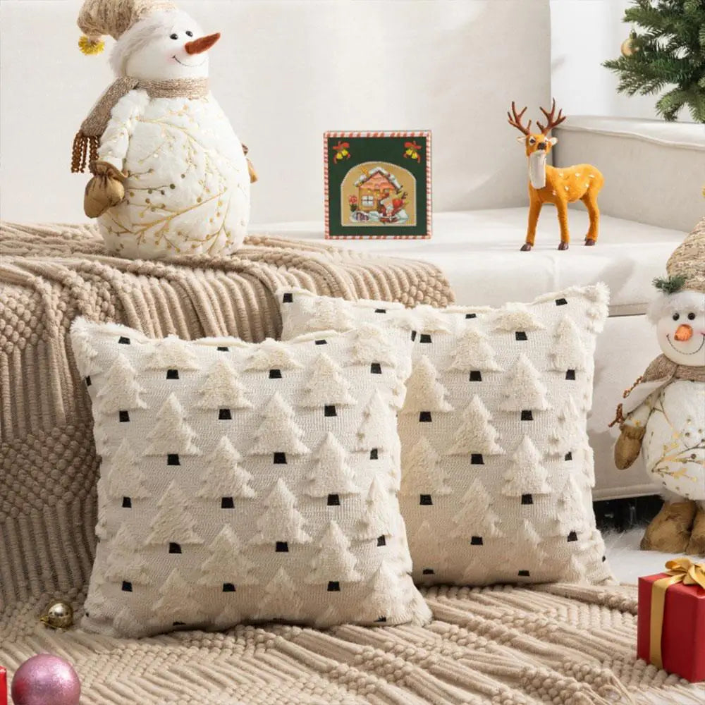 45x45cm Winter Throw Pillow Cover Xmas Home Decor Christmas Plush Pillowcase Pillowslip Home Textile Christmas Tree Pillow Cases