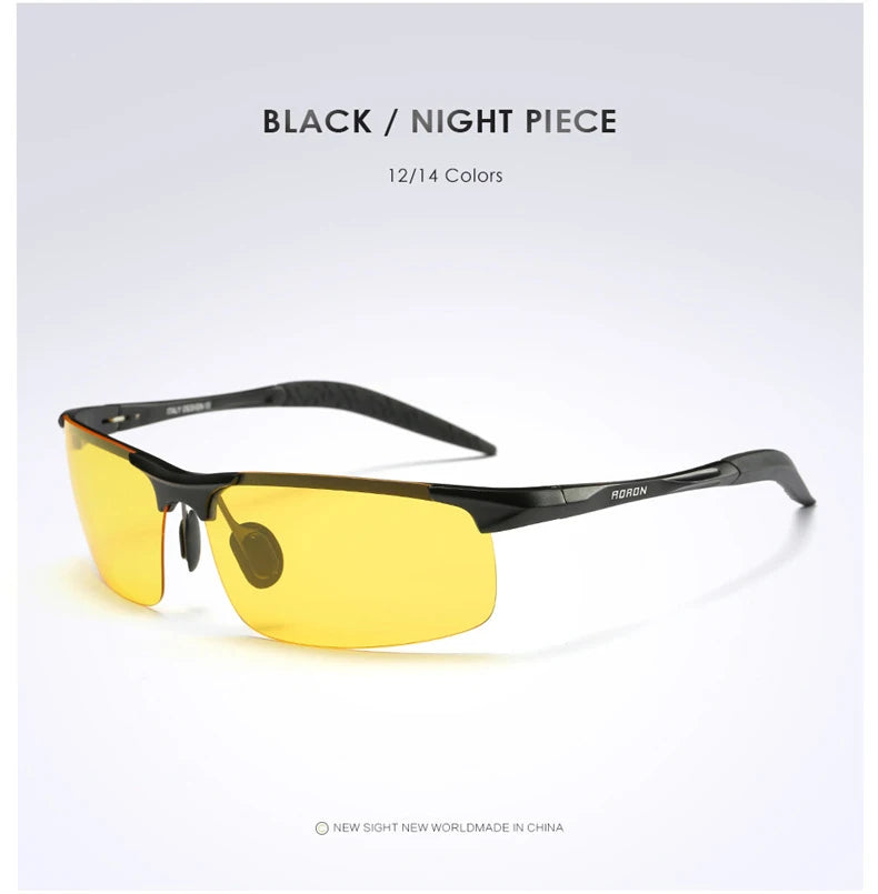 AORON Fahr-Polarisierte Sonnenbrille Herren Aluminium Magnesium Rahmen Sport Sonnenbrille Fahrer Retro Brille UV400 Anti-Blend