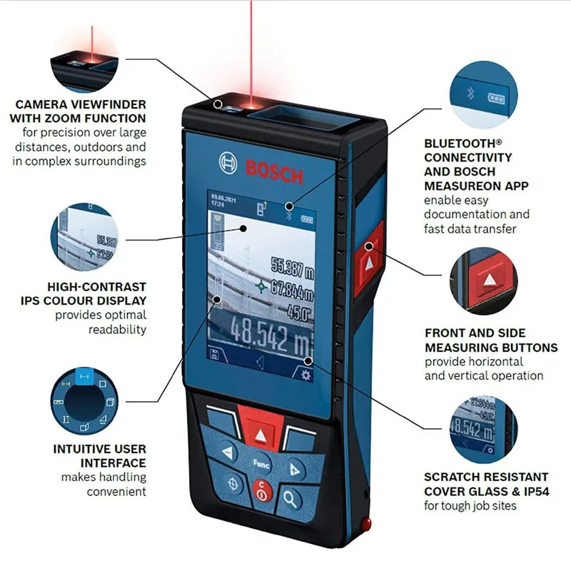 Bosch Laser Entfernungsmesser 30/40/50/100m Distanzmesser Hochpräzision Laser Level Elektronisch Bluetooth Messwerkzeuge GLM 50-27CG