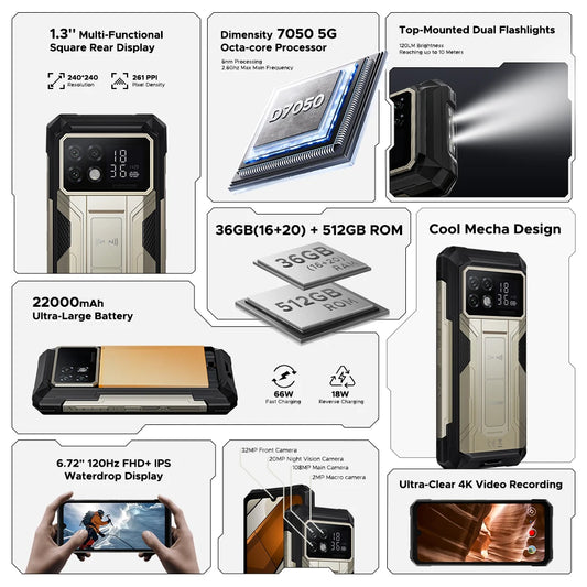 DOOGEE S200 Max Outdoor 5G - 22000 mAh Akku, 66 W, 6,72 Zoll