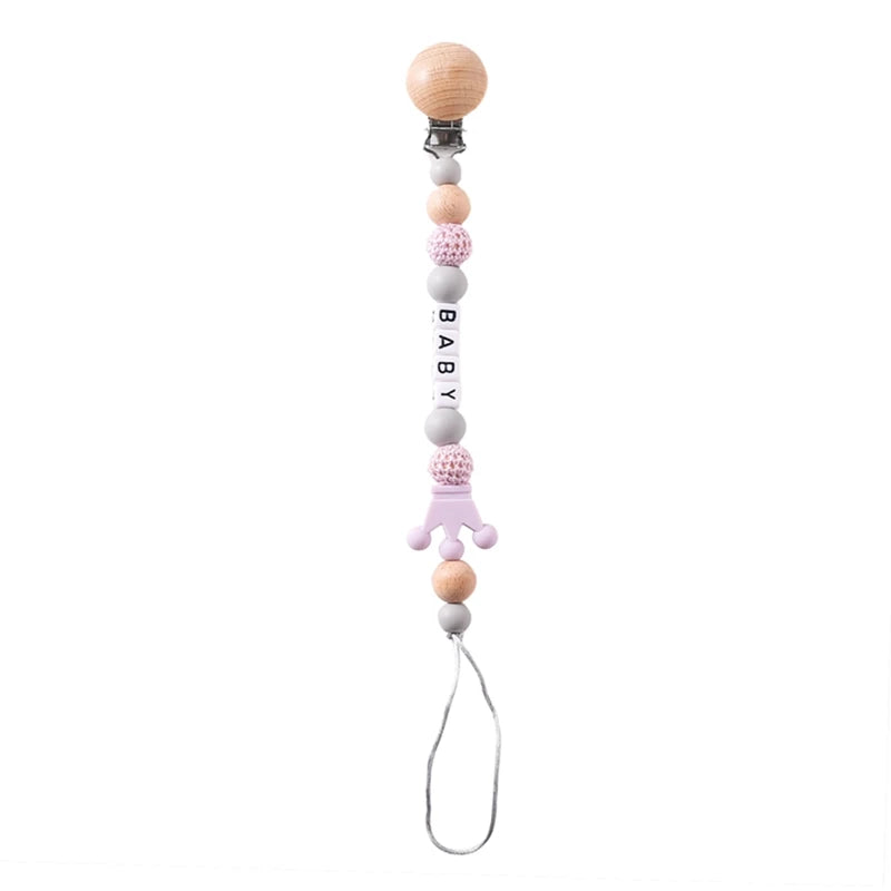 Baby Pacifier Chain Star Customizable Beads Wooden Pacifier Clips BPA Free Handmade Holder Chain Infant Nursing Teether Chain