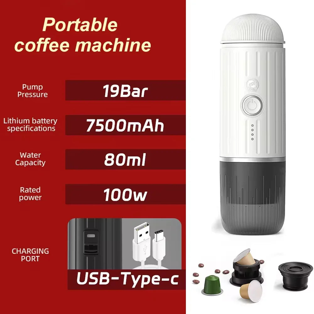 icafilas Portable Kaffeemaschine - Heizbar für Kapseln & Pulver, Travel Espresso Maker mit Tasche