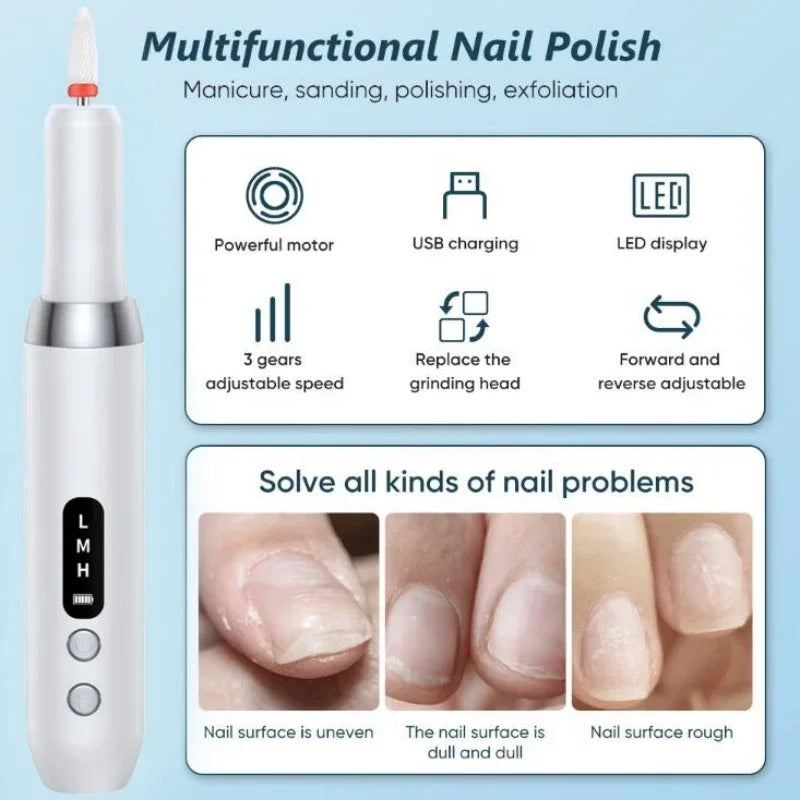 Electric Nail Polisher Drill Bits Professional Nails Grinding Polishing Dead Skin Removal Art Sanding File Pen Manicure Machine