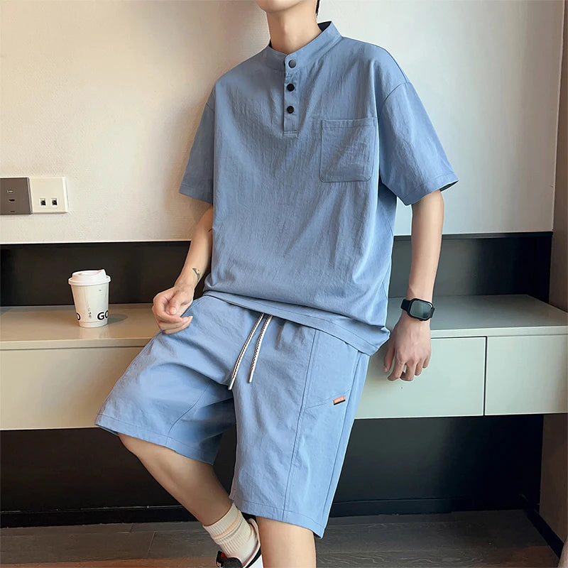 TIKALIACN Zweiteiler Sommer Kurzarm - Polyester M L