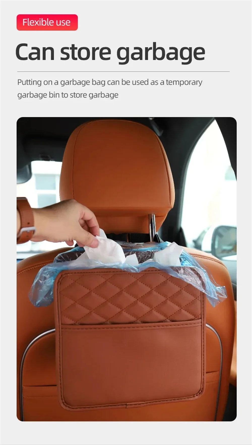 Multifunktional Auto Sitz Aufbewahrung Tasche 2025 - Leder Aufbewahrung Tasche Müll Tasche - Geeignet Meiste Auto Modelle