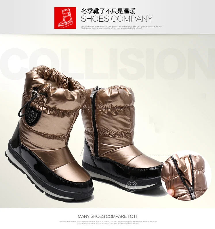 Kinder-Schneestiefel, 2025, Herbst-Winter-Wolle, warm halten, Kinderstiefel, Marke, modisch, wasserdicht, rutschfest, Baumwollschuhe für Mädchen und Jungen