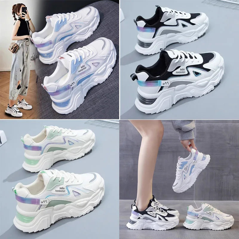 NEW Sneakers Women Platform Flat Shoes Woman Shoes Green Casual Trainers Ladies Chunky Sneakers Women Shoes