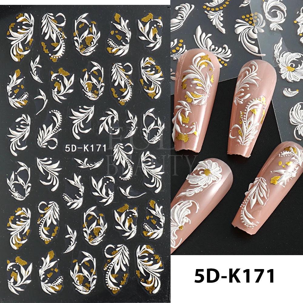 GL5D-K256 5D Sonnenblumen Nagelsticker - Herbstdesign Prägung