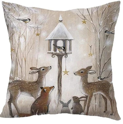 Christmas Decoration Pillow Cover 40 X40cm Animal Snowman Cushion Cover Square Pillowcase, Sofa Bedroom Decoration Gift