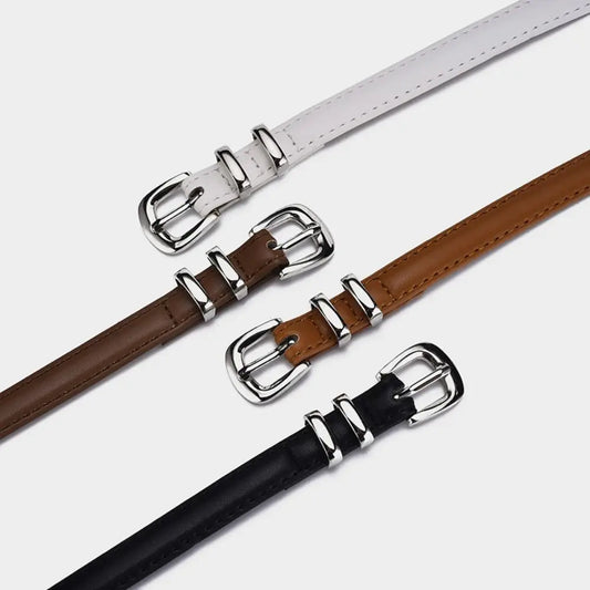 Zhejiang PU Leder Gürtel Silber Schnalle - 105cm Dünn 2cm