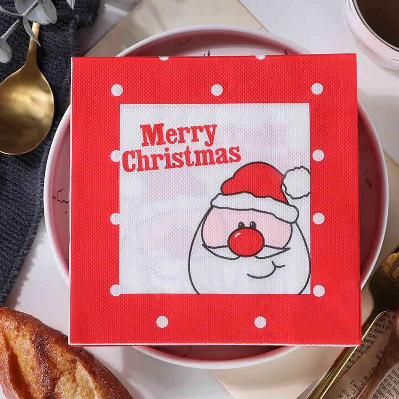 20Pcs/pack 33x33cm Merry Christmas Series Printed Paper Disposable Tableware Napkin Tissues Xmas Party Decor