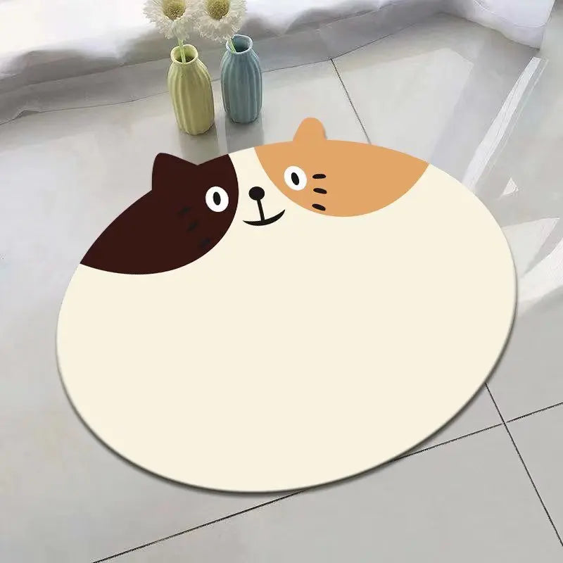 Panda Cartoon Dog Pattern Soft Cushion Bath Mat Quick Dry Super Absorbent Non-slip Bathroom Rug Diatom Mud Carpets Waterproof